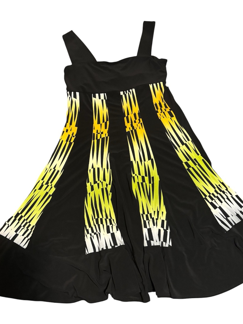 🌹Black Dress with Yellow Graphic Stripe Detail